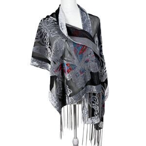 Unbranded Velvet Burnout Butterfly Scarf Boho Fairy Whimsigoth Fringe